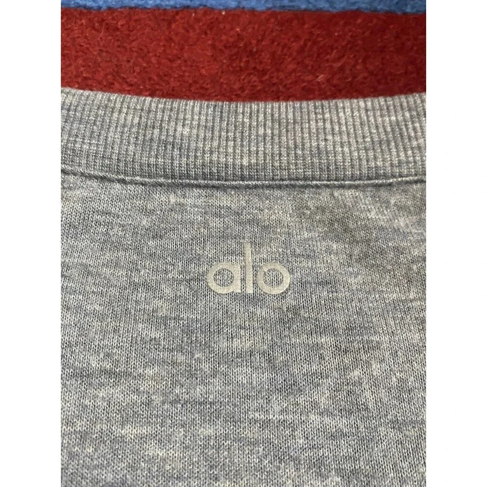 Alo Yoga Glimpse Sweatshirt Womens S Gray High Low Side Slit Pullover Athleisure